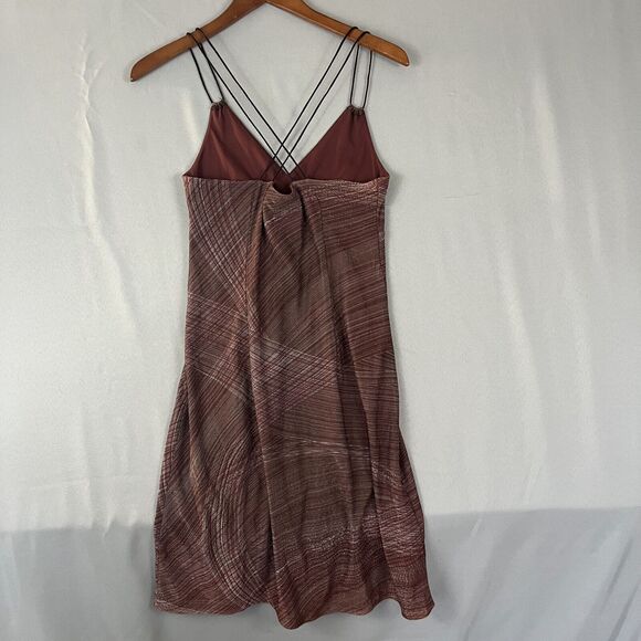 Vintage Express Slip Dress Women 7/8 Brown Nylon Lined Sweetheart Neck Baby Doll - Picture 3 of 8